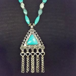 Faux turquoise tribal necklace